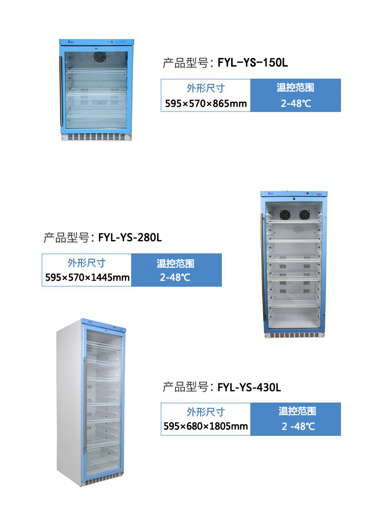 福意联试剂冷藏柜FYL-YS-430L温度显示配USB温度记录仪