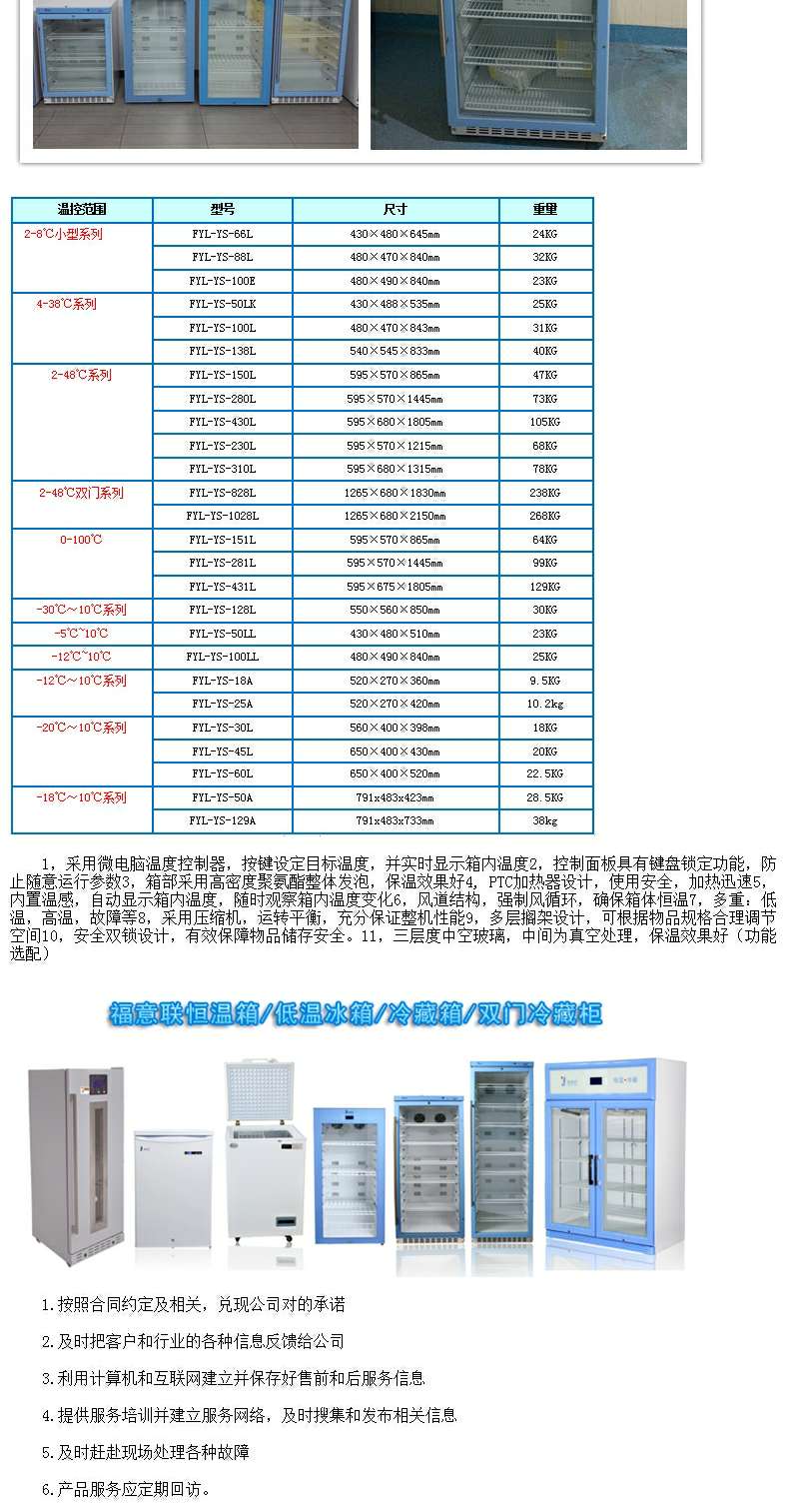 冰箱容量:三400L;电源:220V,50Hz国产。温度:0-20度(药品冷藏)