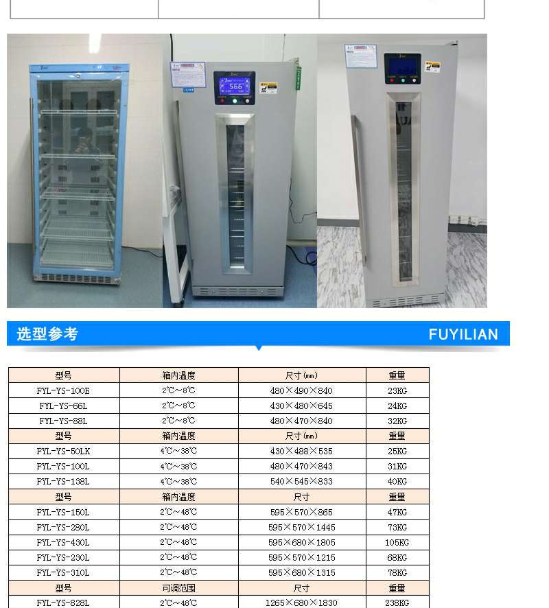 福意联型号FYL-YS-100E冷藏箱100L(2-8度)