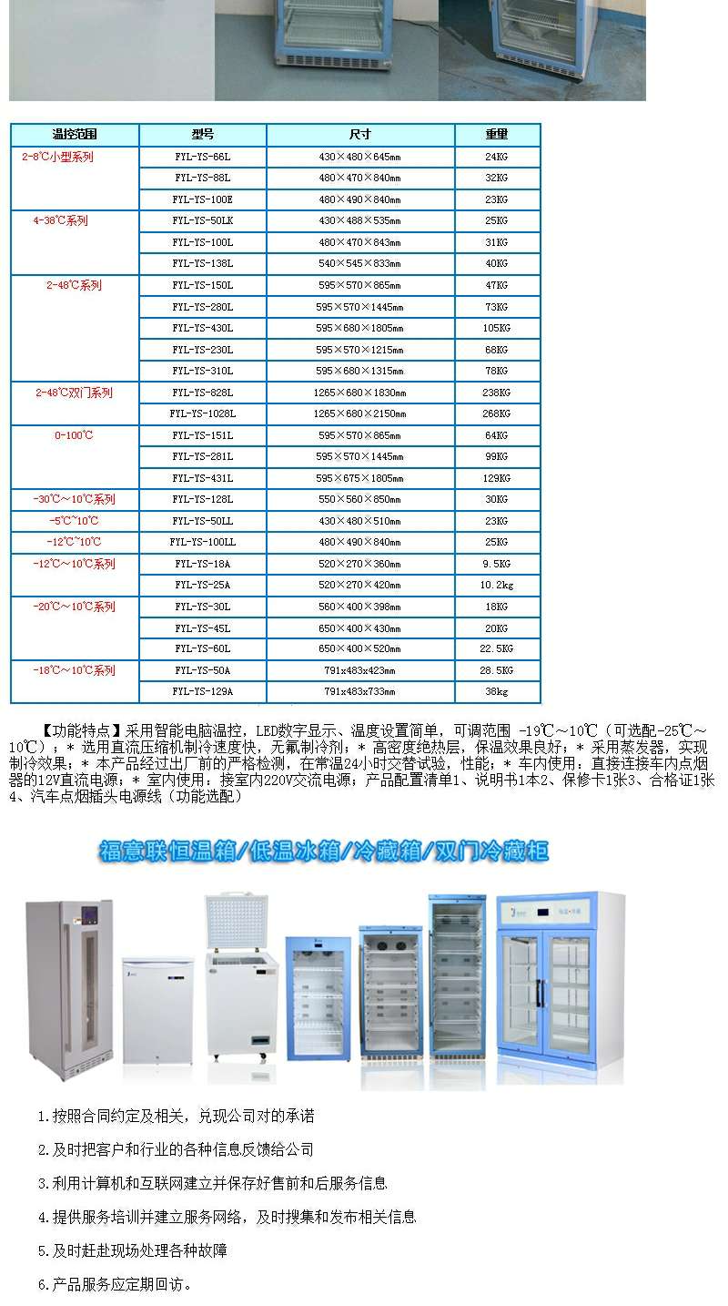 医用保冷柜FYL-YS-128L温度-30-10度嵌入式冰箱福意联
