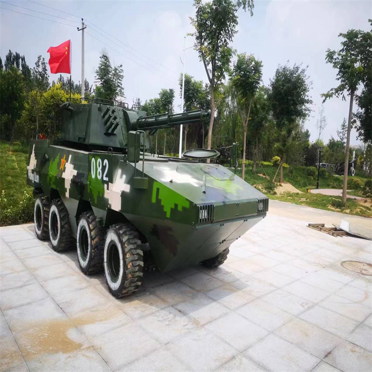青海海西国防教育军事模型厂家PTL-02轮式100毫米突击炮模型定制