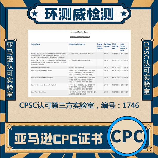 玩具CPSC认证CPSC认可实验室
